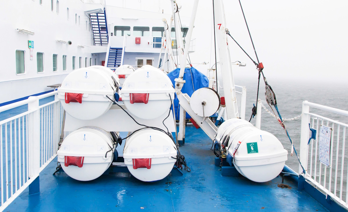 liferafts on a ship