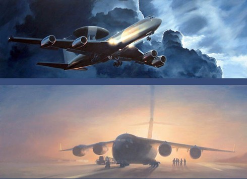Hard Day's night. Boeing Sentry and below Dawn. Boeing C-17