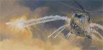"Merlins Web" a painting by Bruce Mackay of an Agusta Westland W101 Merlin helicopter in a painting by Bruce Mackay
