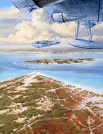 RAF Short Sunderland coming into land at Poole Harbour in a painting by Bruce MacKay