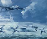 Avro Shackleton and a Russian Tupolev TU-20 (Bear) in a painting by Bruce Mackay