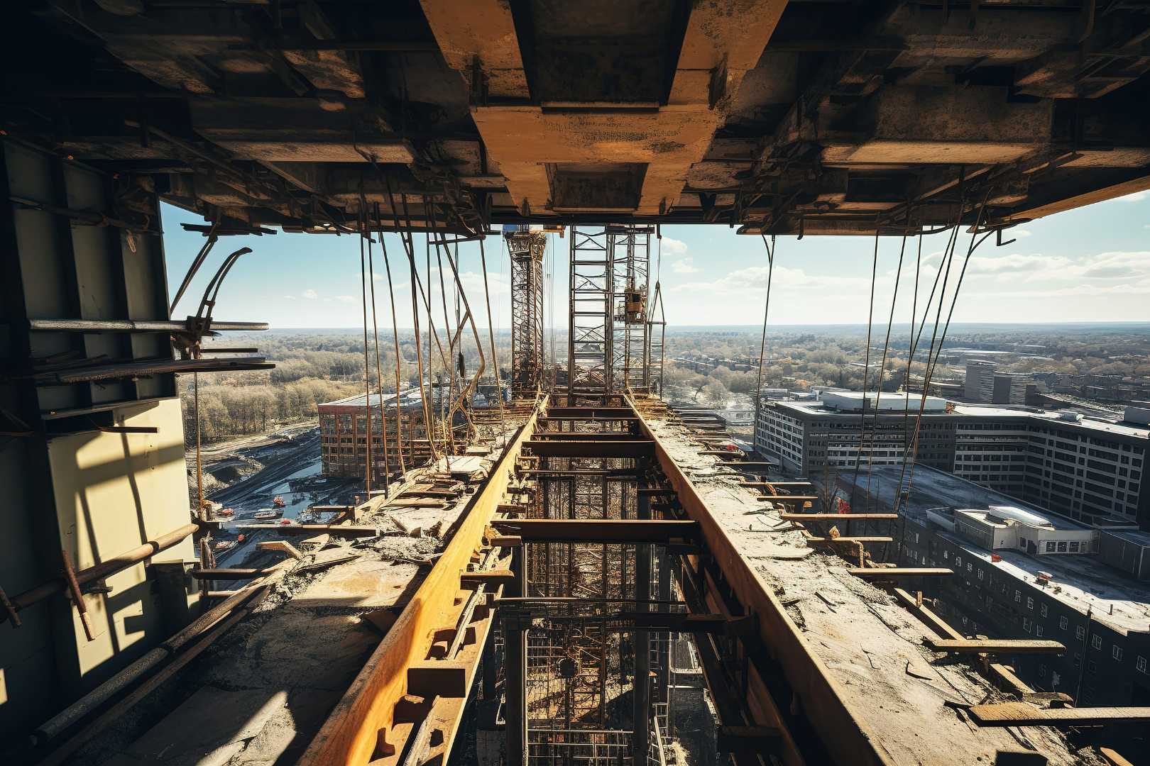 View from a crane working on a construction