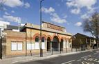 Rotherhithe Station for London Overground facade was added in 1905 to the original station built in 1869. Although not listed, the building and cutting construction are of historic interest. Open May 2010.