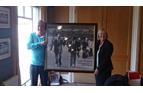 NFSC Chair Keith Mather being
presented with a framed print 
of Peter Taylor by his daughter 
at the 2013 AGM.