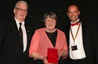 NFSC Social Secretary Joan Bakewell 
receiving her Fan of the Year Award 
at Nottingham Forest FC's 2015/16 Gala 
Dinner.