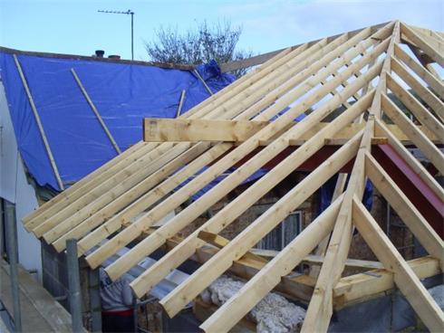 Hipped Roof extension under construction