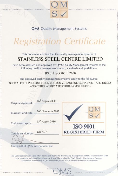 Certificate No GB 7077