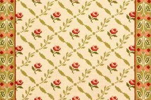 Rosebud - green and pinks
