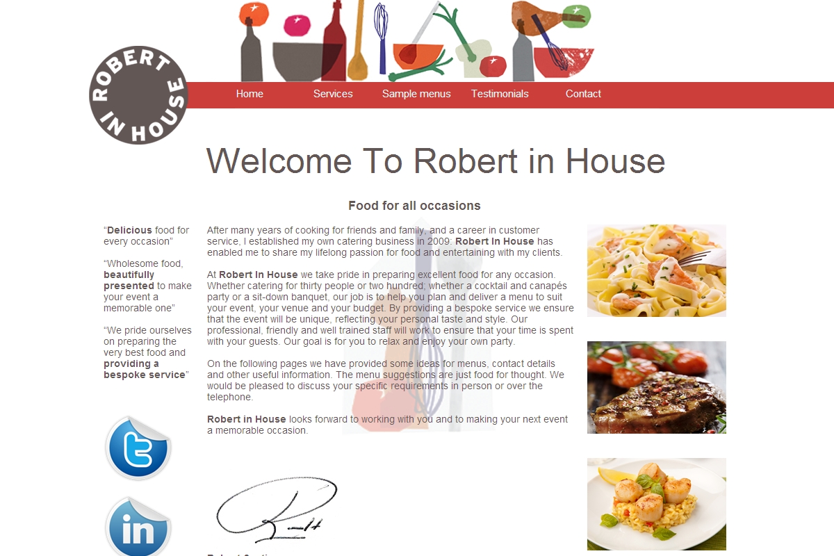 Sample menus : Robert in House