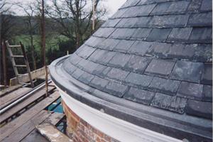 Curved Slating and Lead Gutter