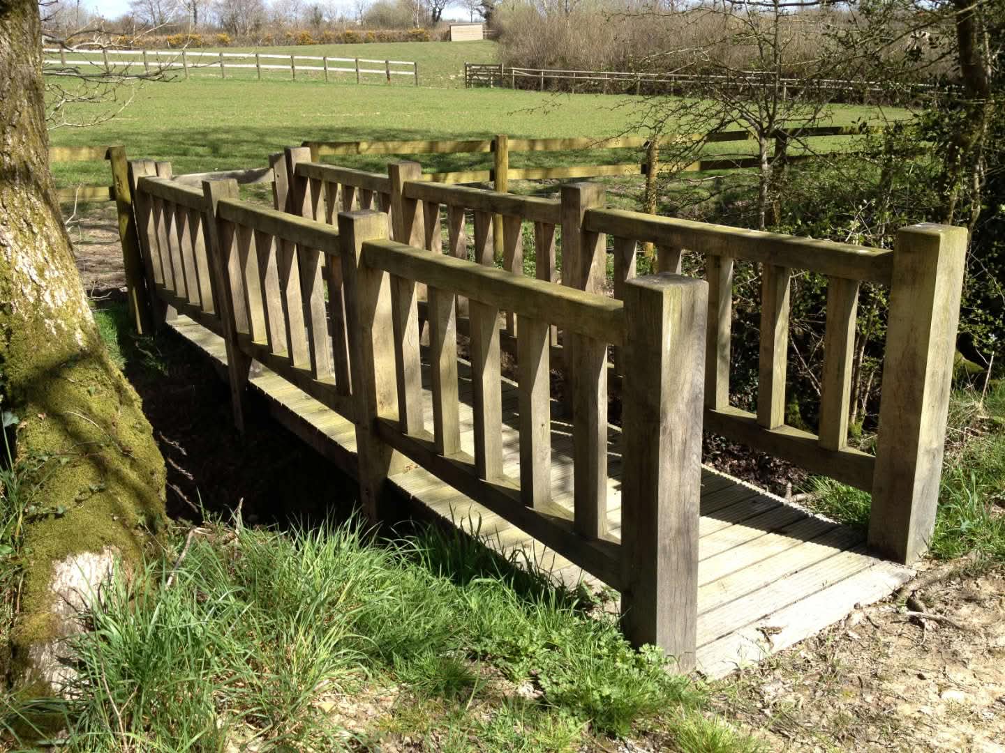 Oak Bridge installed over stream in Holsworthy devon
