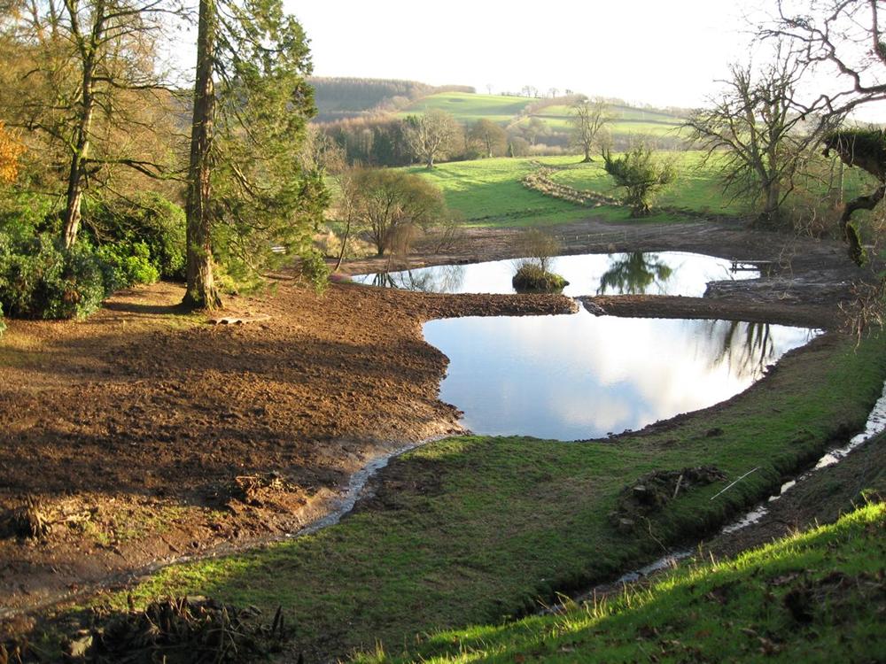 Large lakes constructed and Lined at Bittiscombe Manor Somerset
