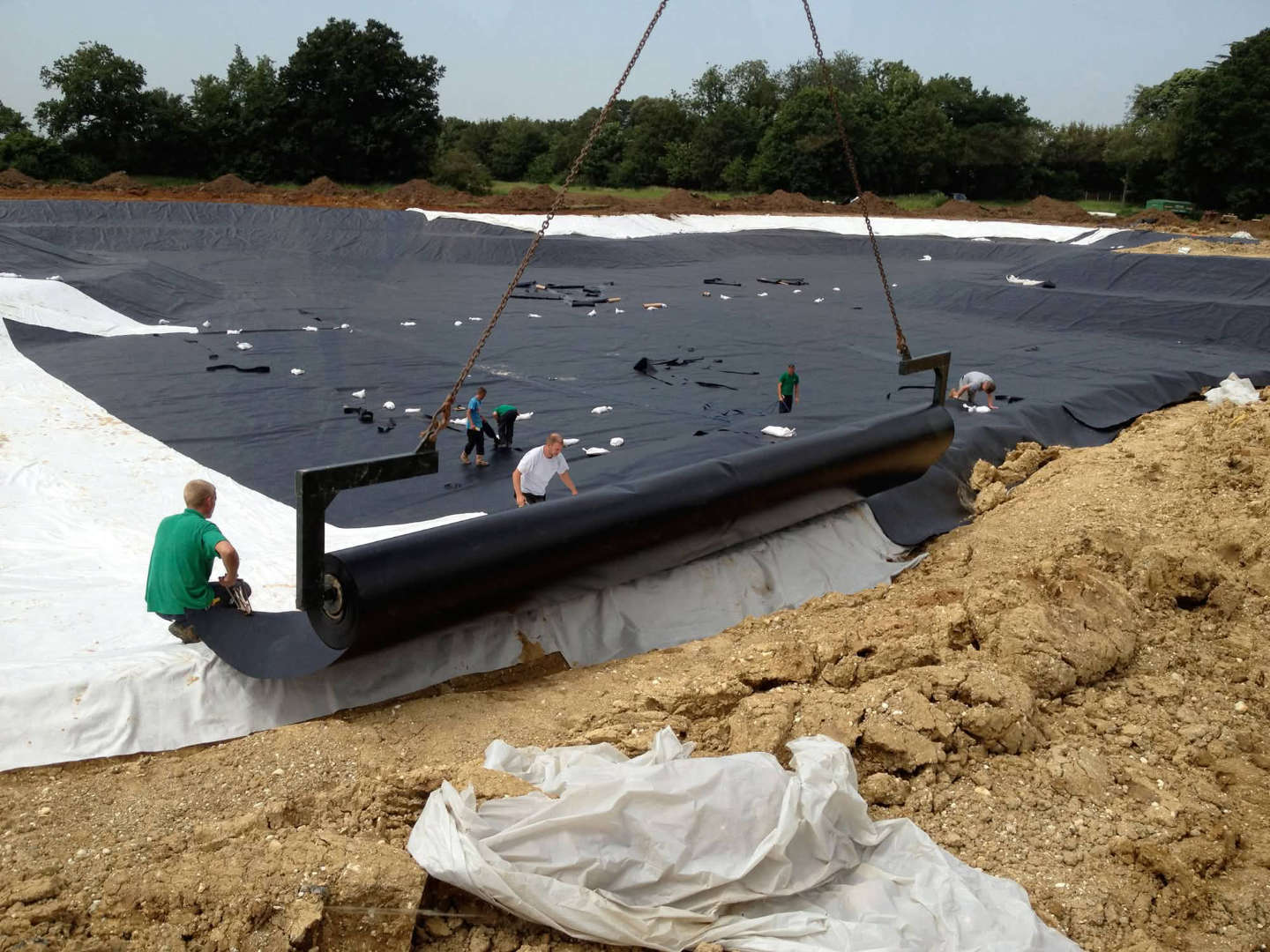 HDPE liner being electrically welded together on site.
