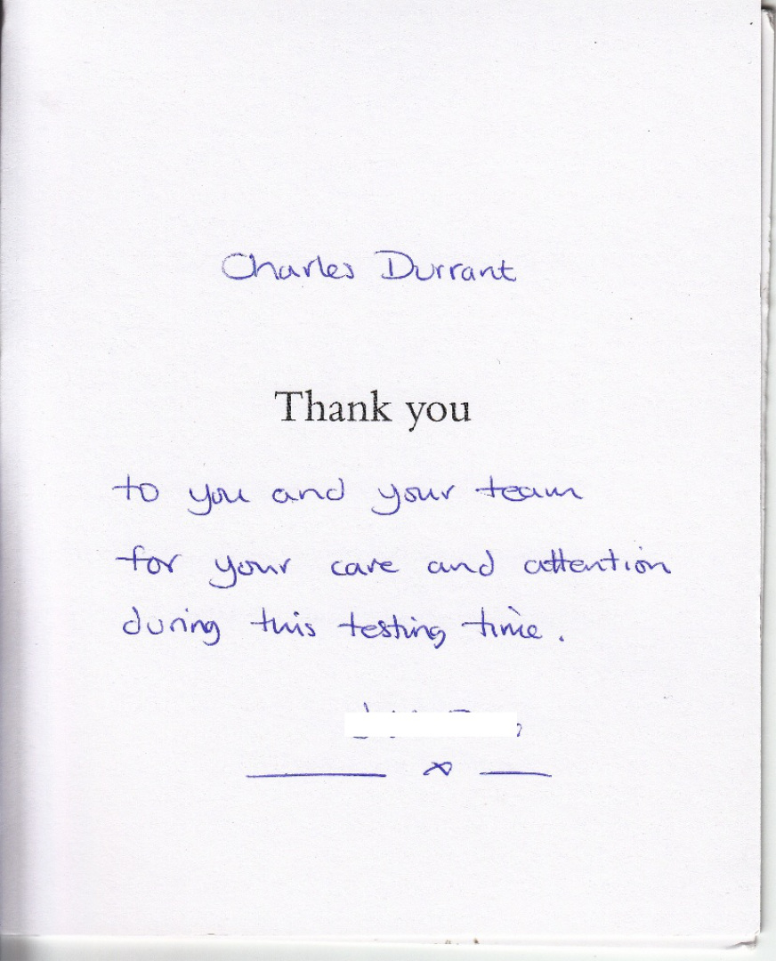 Charles Durrant Testimonial