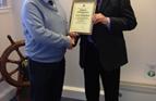 Capt Robin Lewis, Glasgow City College receiving his Certificate of Commendation from C&W Scotland PWC Chairman, Capt Martyn Clark upon his retirement from the PWC, Jan'14.