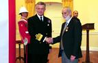 Douglas Pincho receiving the Merchant Navy Medal from the Governor of Gibraltar