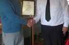 Mike Sutherland receiving a Certificate of Commendation from Mark Killingback, Vice Chairman of the South West PWC upon his retirement as Chairman of the South West PWC, Oct'13