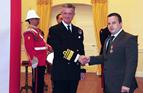 Wayne Penalver receiving the Merchant Navy Medal from the Governor of Gibraltar
