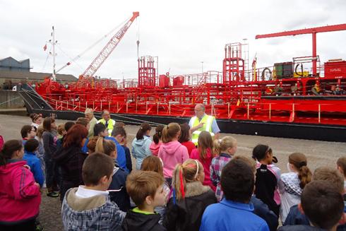School children visiting the Port of Pembroke