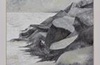 West Bay beach with rocks. Oil on oil paper 9.5 in x 6.5 in SOLD