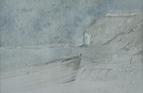 Golden Cap, Dorset with lobster pot. Watercolour on paper 5.5in x 7.5in.