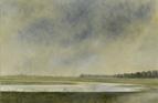 Port Meadow in flood. Oil on board 12in x 10in. SOLD