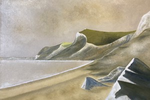 From West Bay to Lyme Regis rock by rock. Oil on linen. 40cm x 50cm. 