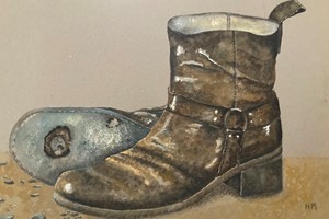 The Journey. Watercolour on vintage sepia card. 27cm x 37cm