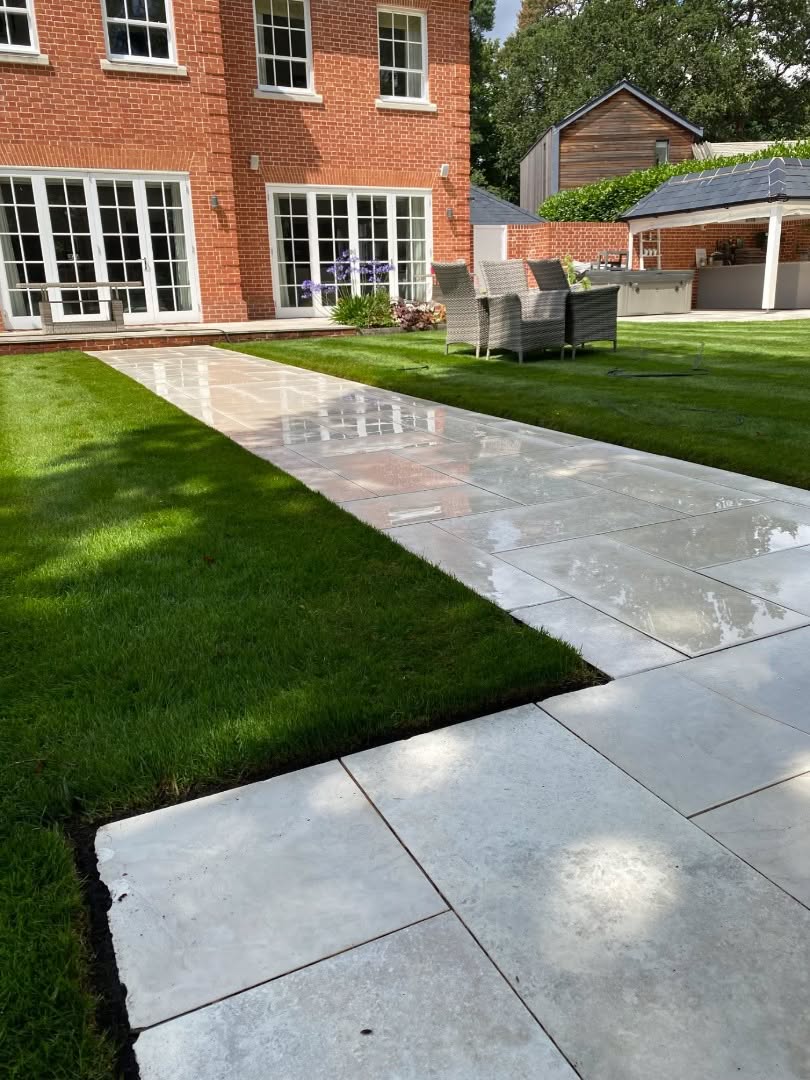 Jet washed outdoor patio