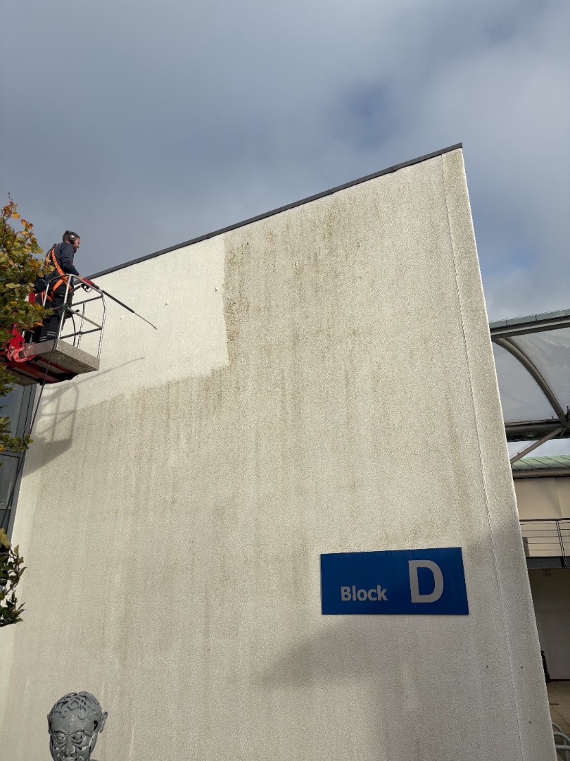 Man washing a dirty wall