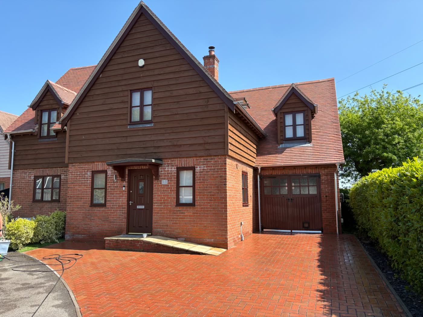 Pressure washed driveway