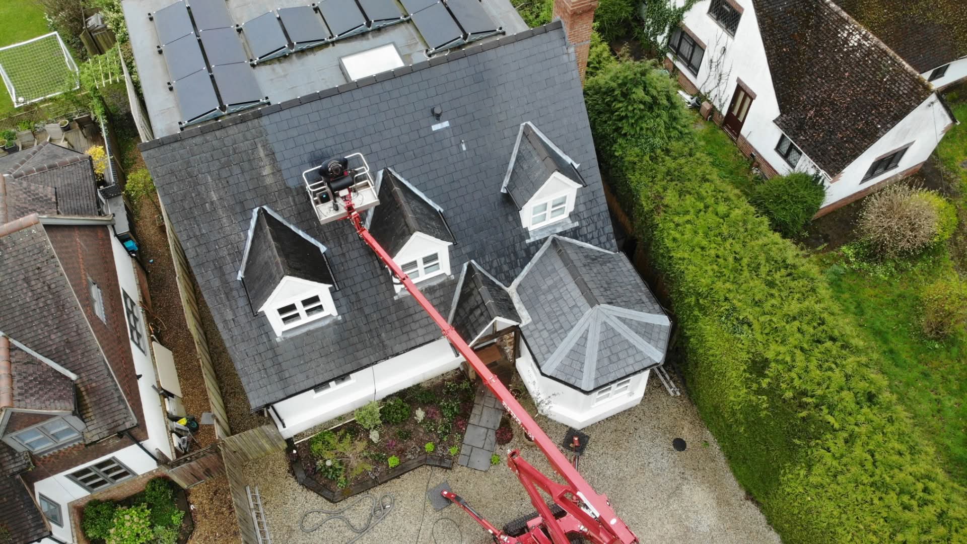 Roof cleaning from above