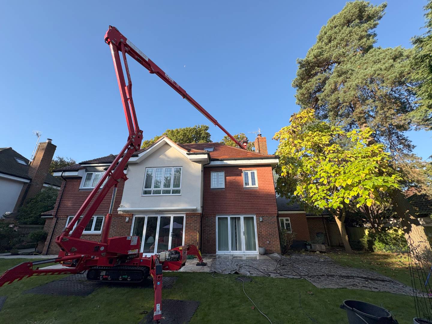 View on front of house where washing the roof