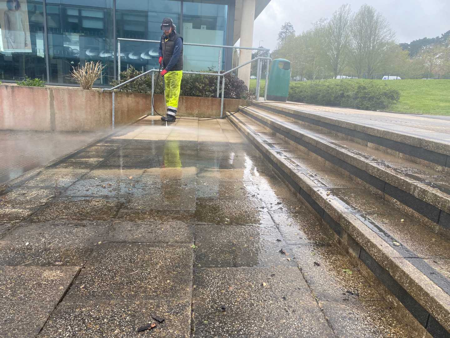 Washing street steps