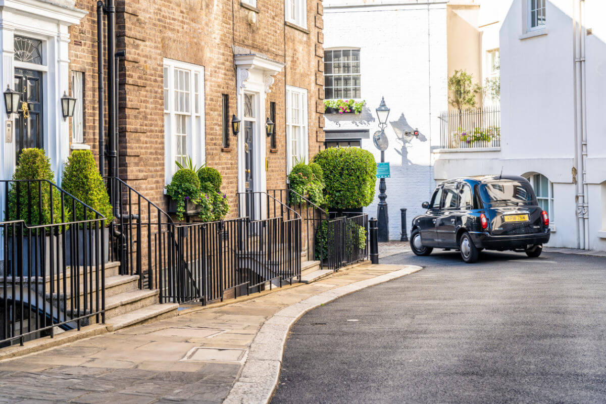 Black cab on London street