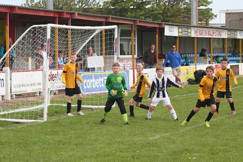 blocking the goal