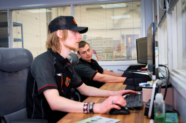 team members working