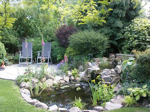 Green Garden With Flowers