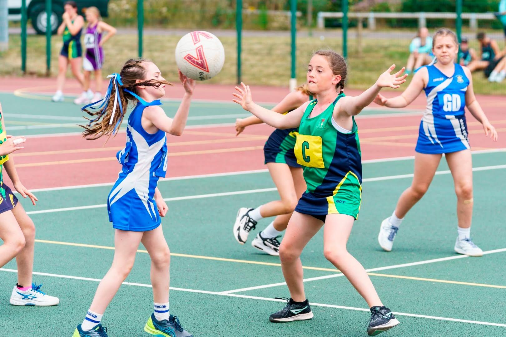 Girls playing netball