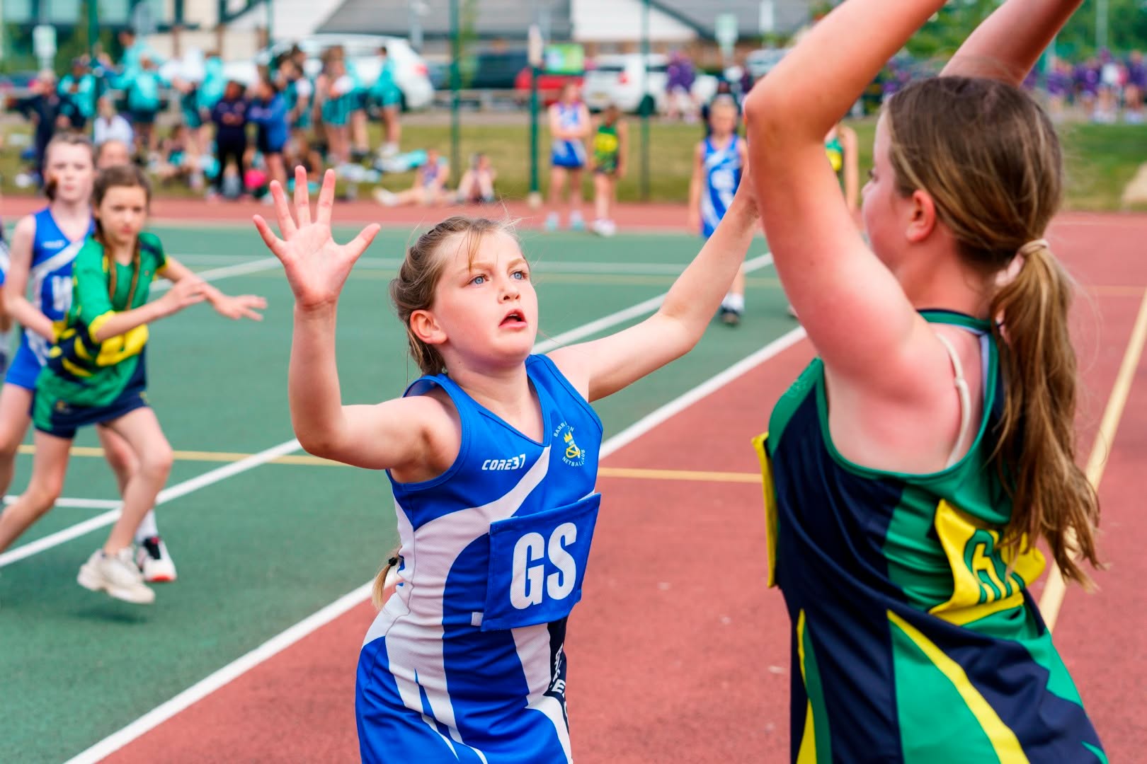 Girls playing netball