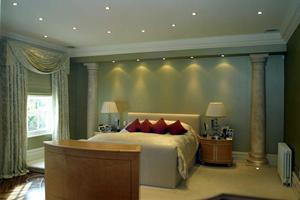 Master Bedroom, Limestone columns, TV lift at end of bed