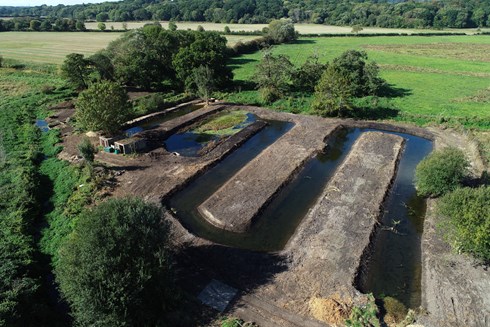 Aerial image of the completed wetland