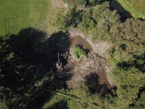 Aerial image of site mid-construction