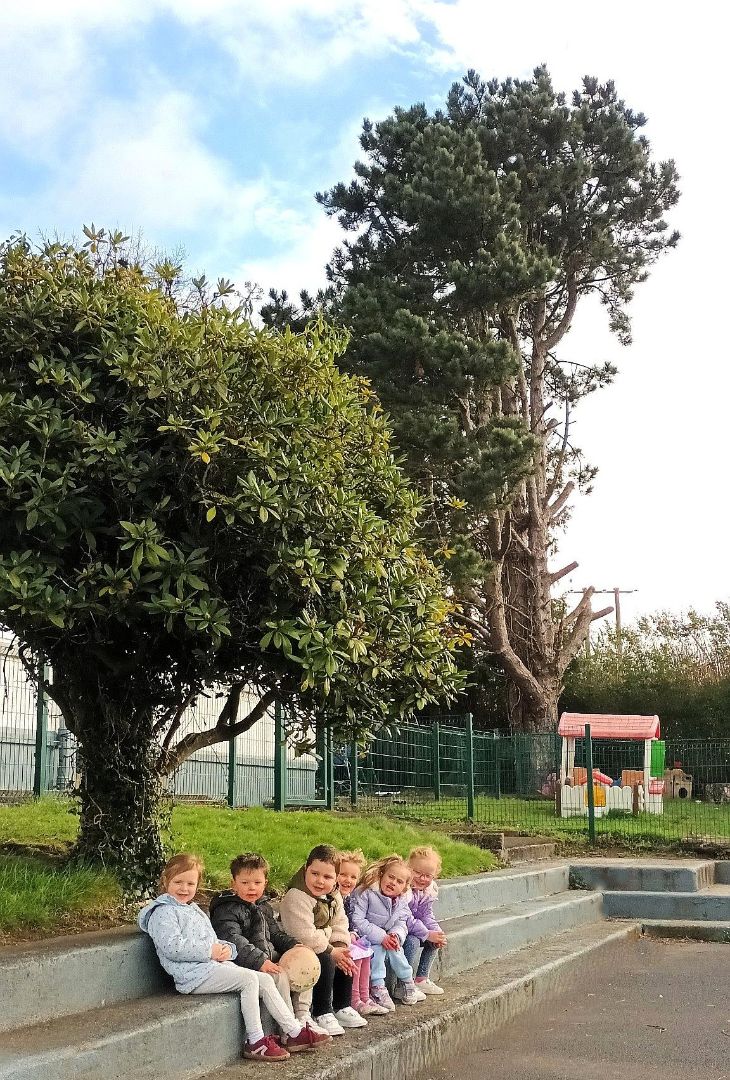 Children resting on the playground