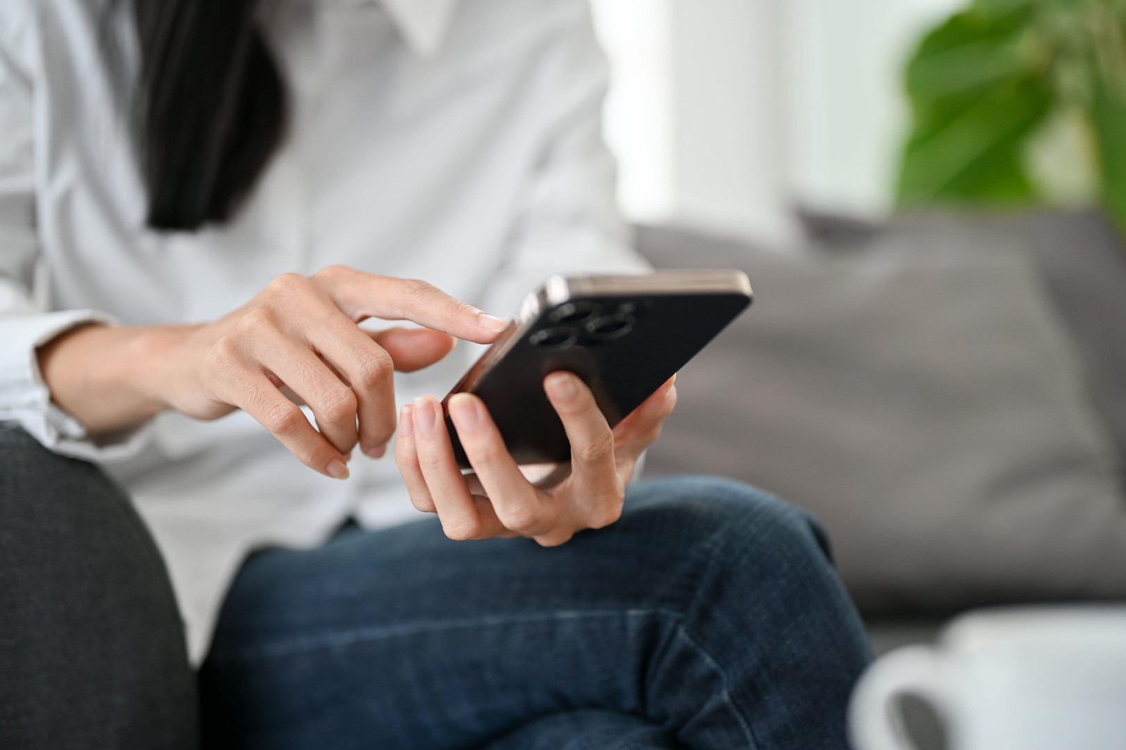 Female using her smartphone