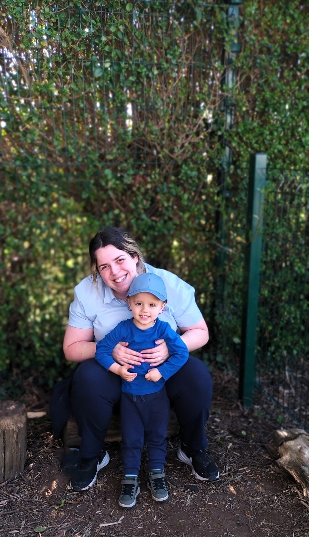 Happy worker and little boy