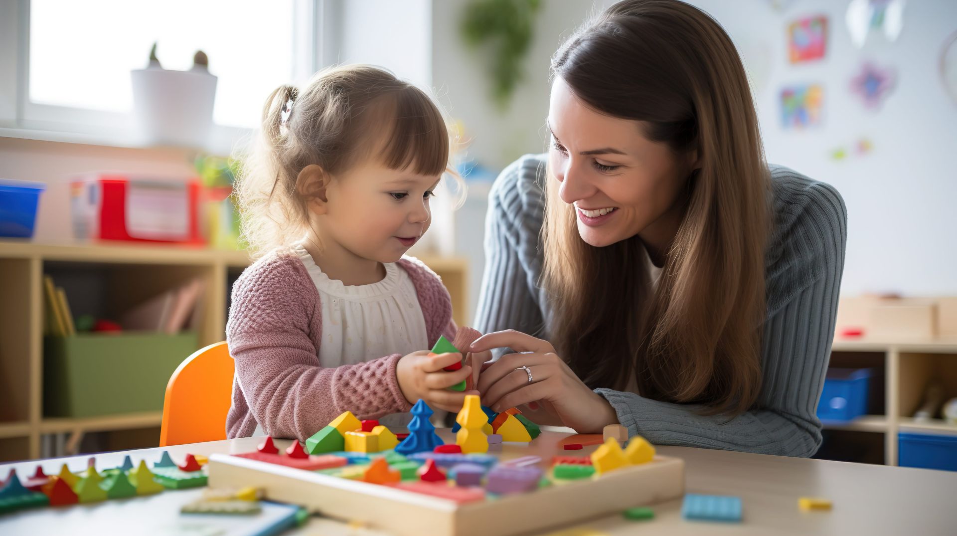 Woman playing with baby