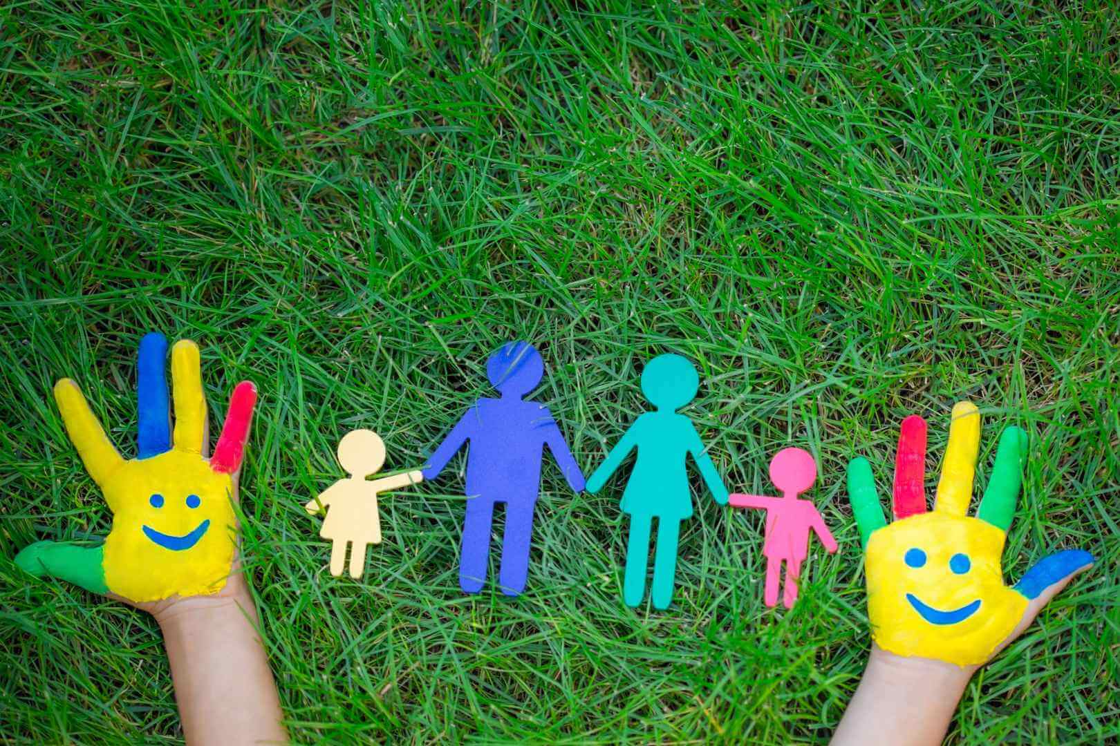 Painted hand family cutout