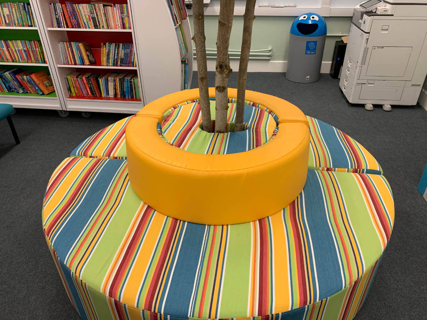 rainbow striped round chair