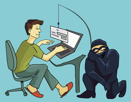 CartoonCyberCriminalPhishingAttackOnShopper